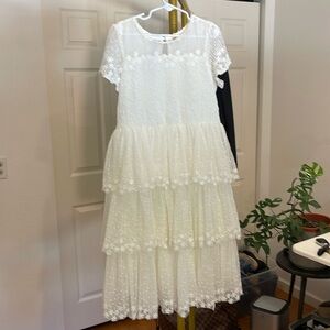 Anthropologie White Tiered Kids Formal Dress